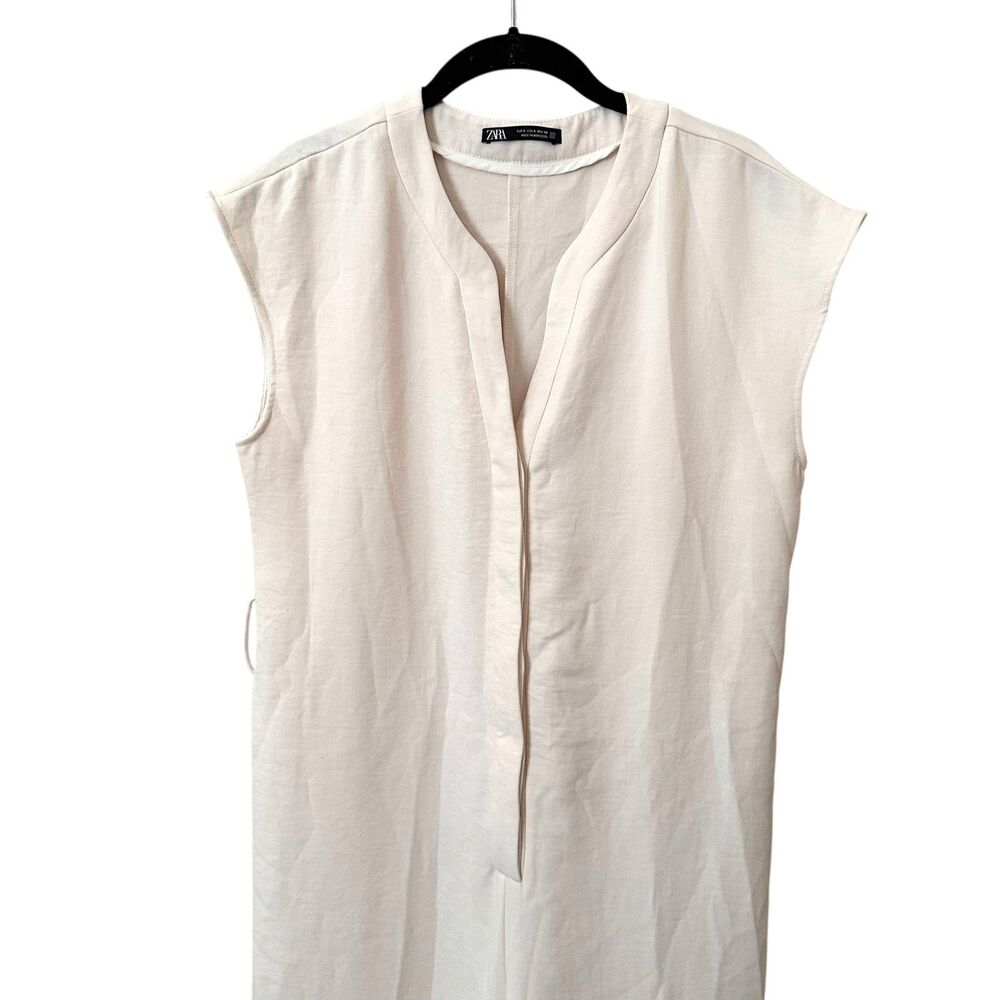ZARA Wide Leg Jumpsuit White Small - Picture 5 of 6
